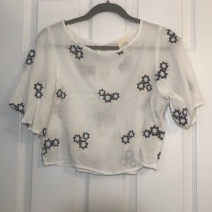 EUC Caution to the wind embroidered crop top small